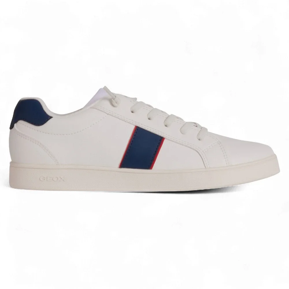 Geox Boys White Navy‎ Low-Top Sneakers Size 3.5 Big Kid